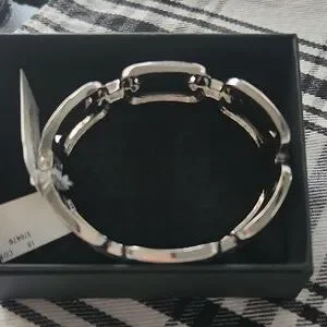 NATASHA COUTURE Set of Two Silver-Tone Hinged Bangle Bracelets Natasha Set of Two Stackable Cuff Bracelets | eBay main image 2